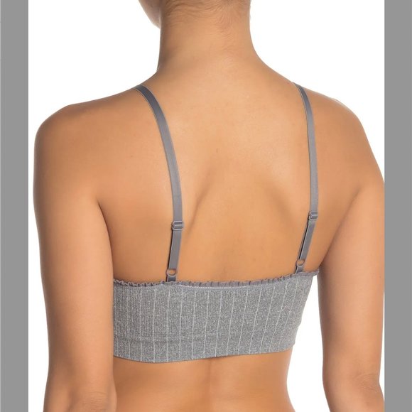 NEW FREE PRESS Audrey Rib Scoop Neck Bralette Grey - Picture 2 of 7